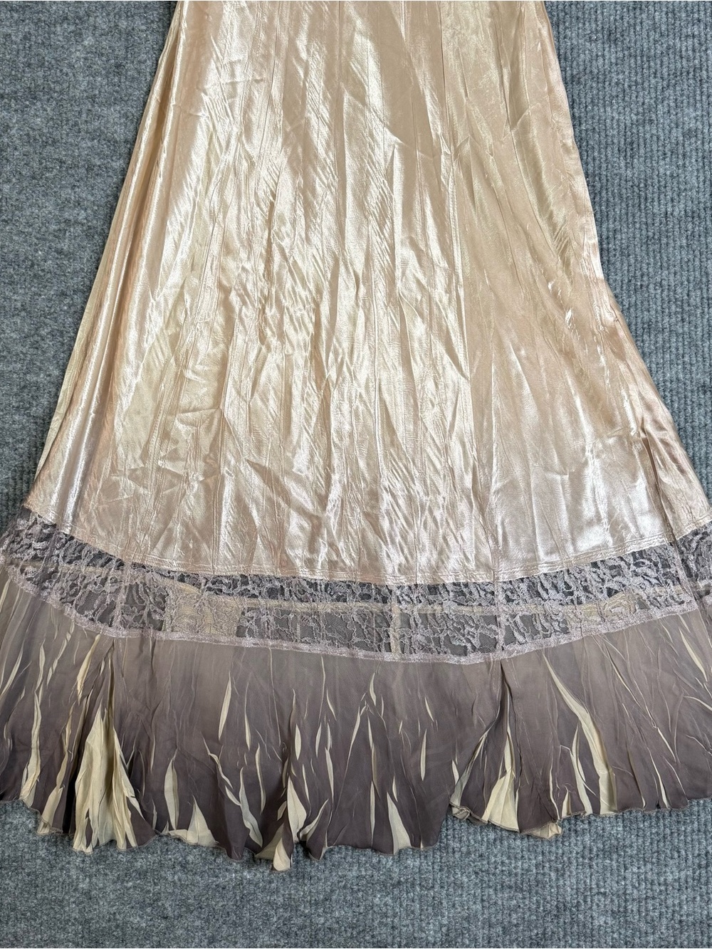 Komarov Metallic Champagne Maxi Dress with Flutter Sleeves - Picture 9 of 12